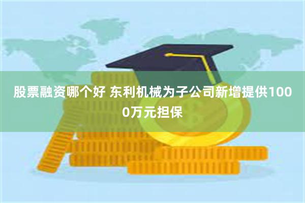 股票融资哪个好 东利机械为子公司新增提供1000万元担保